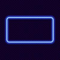 Neon rectangle vector frame on transparent background