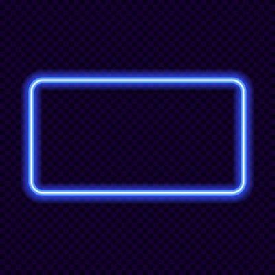 Neon rectangle vector frame on transparent background