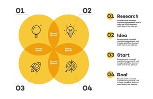 diagrama de venn plantilla de gráfico infográfico estilo moderno vector