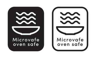 Microwave oven safe with dish icon vector set