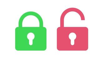 Lock and unlock icon set flat color style vector