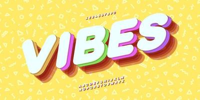 Vector vibes font 3d bold colorful style