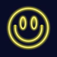 Smile sticker neon yellow color funny style vector