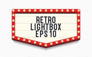 Retro lightbox template with lightbulb realistic style vector