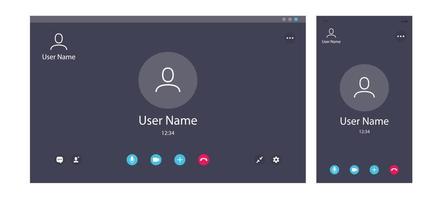 Videocall interface template desktop and mobile version vector