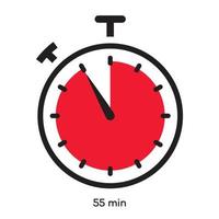 Timer 55 minutes symbol color line style vector