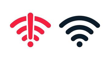 icono de vector wifi inalámbrico sin señal y conjunto de diseño plano de señal