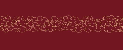 Tibetan sky seamless pattern elegant style red color line vector