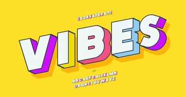 Vector vibes font 3d bold colorful style