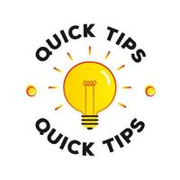 Quick tips labelwith lightbulb modern style