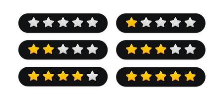 Rating stars gold realistic style vector