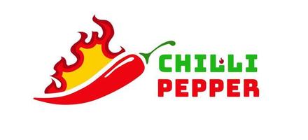 Spicy chilli pepper vector label isolated on background