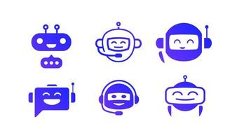 Chat bot vector icon set isolated on white background