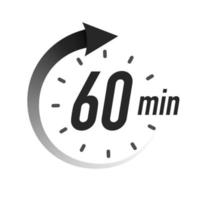 Símbolo de 60 minutos de temporizador estilo negro con flecha