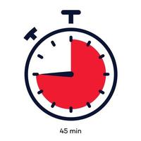 Timer 45 minutes symbol color line style vector