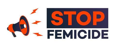 Stop femicide banner with megaphone realistic style vector