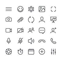 conjunto de videollamadas de interfaz de icono de interfaz de usuario vector