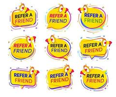 Refer a friend banner with loudspeaker set vector