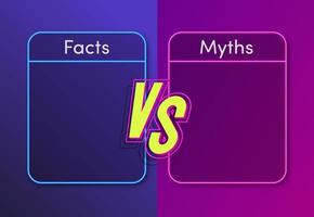 Facts vs myths neon style concept illustration vector
