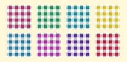 Gingham vector pattern set checkered plaids different color