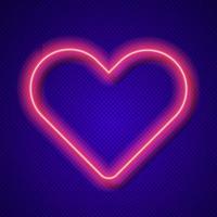 Neon heart vector frame on transparent background