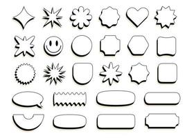 Sticker set retro new wave style isolate on white background vector