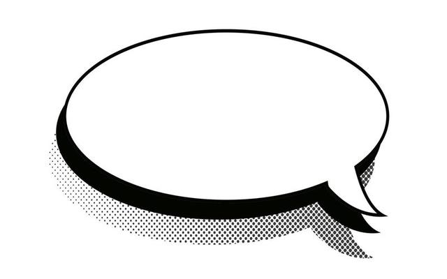 Speech bubble sticker retro new wave style halftone shadow