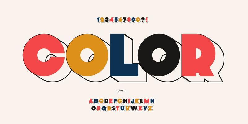 Vector color font 3d style trendy typography