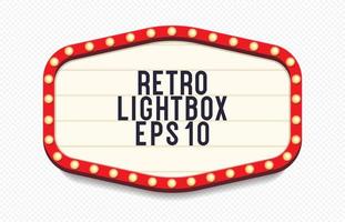 Retro lightbox vector 3d realistic template with lightbulb