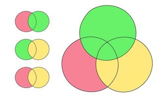 Venn diagram set hand draw color style vector