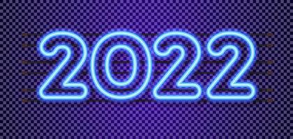 2022 signo estilo neón sobre fondo transparente vector