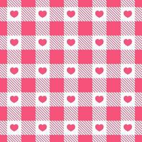 Gingham pattern heart checkered plaids for Valentines day vector