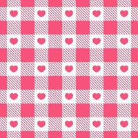 Gingham pattern heart checkered plaids for Valentines day vector