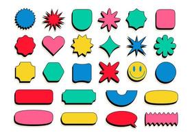 Sticker set retro funny cute style isolate on background vector