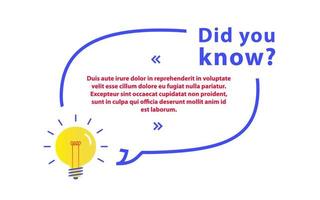 Did you know banner outline style with lightbulb vector
