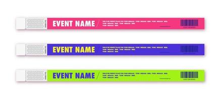 pulsera acceso evento diferente color vector