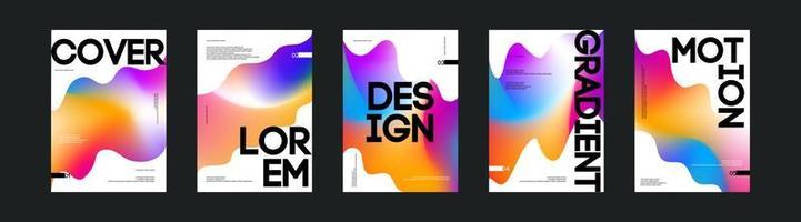 Abstract liquid gradient cover design template set vector