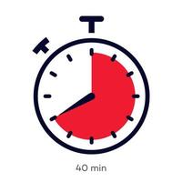 Timer 40 minutes symbol color style vector