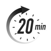 20 minutos de temporizador símbolo estilo negro vector