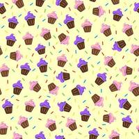 A pattern of colorful cupcakes. Sprinkle cupcakes. Vector illustration