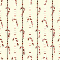 Pattern of a Christmas candy cane. Striped holiday candy cane with ribbons. Vector illustration.