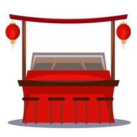 un mostrador vacío con comida asiática. restaurante abierto. ilustración vectorial aislada vector