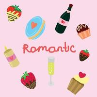 vector image set of romance in doodle style