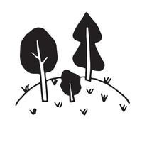 vector image of forest glade in doodle style