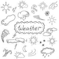 set on the theme of weather in the style of doodle vector