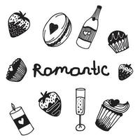 vector illustration of set romantic