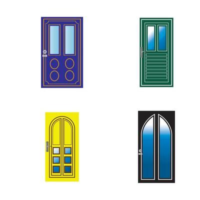 Modern doors front entrance doors house vector