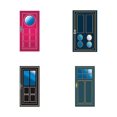 Modern doors front entrance doors house vector