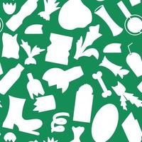 Silhouettes garbage items on green background seamless pattern vector