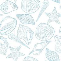 Seamless marine pattern with seashells vector illustration